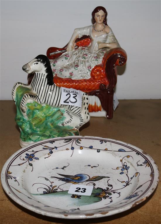 2 Staffordshire groups & Delft plate